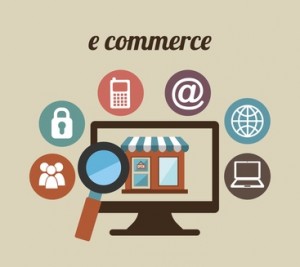 E-commerce design over beige background, vector illustration